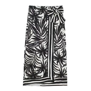 Zara Black and White Tropical Leaf Print Skirt